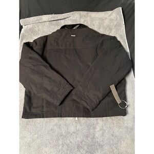 Ananke Mens Black Canvas Workwear Jacket Faux Leather Collar Full Zip XL NEW